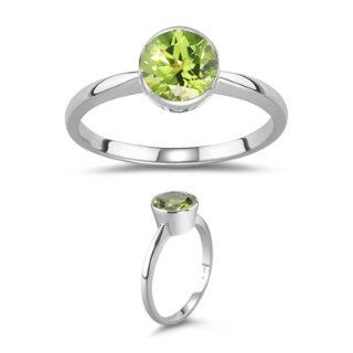  21 0.27) Cts Peridot Solitaire Ring in 18K White Gold 3.5 Jewelry