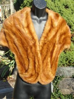Vtg Autumn Haze Mink Fur Stole Jacket Pockets Monogram Klyman Furs