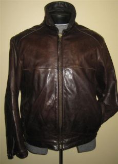 Marc New York Heavy Leather Brown Insulated Jacket Large