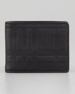 N22RZ Burberry Check Embossed Large Bi Fold Wallet