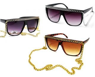  Flat Top Chain Wayfarer Sunglasses 80s Vintage Pop Hip Hop Gift