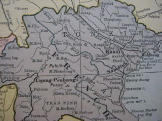 1930 Map Burma Siam French Indo China Vietnam Cambodia Laos Thailand