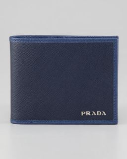 Prada Saffiano Bifold Wallet, Blue   