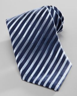 N24UM Charvet Diagonal Stripe Silk Tie, Navy/Light Blue