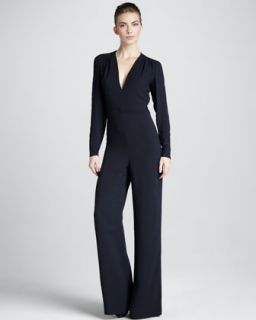 B25FU Stella McCartney Long Sleeve Wide Leg Jumpsuit, Midnight