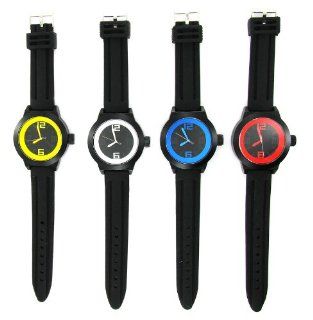 Geneva Watch Big Color Number Silicone Strap Watch Yellow  Black