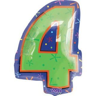 Number 4 Multicolor 20 Mylar Balloon Toys & Games