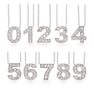  Get Lucky Sterling Silver CZ Number Necklace, Number Three: Jewelry