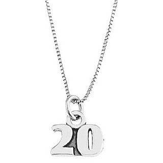 Sterling Silver One Sided Number 20 with Necklace Jewelry