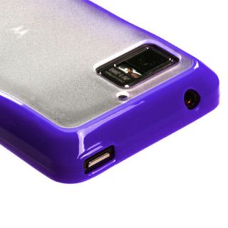 Purple TPU Gel Clear Hard Soft Candy Case Cover Motorola Droid Bionic
