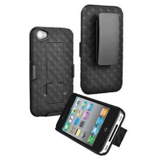 Hard Shell Holster Combo Stand Case for Apple iPhone 4 / 4S NEW (Black