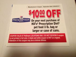  Petsmart Coupon for HILLS PRESCRIPTION DIET Dog Cat Food 10 OFF lot 8