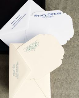 Personalized Scallop Edged Correspondence Cards   