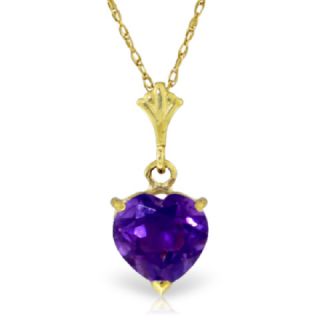 Natural Amethyst Heart Shaped Gemstone Solitaire Pendant Necklace 14k