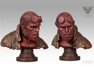 Bust Hellboy Faux Bronze Sideshow Life Size Scale 1 1 Ron Perlman