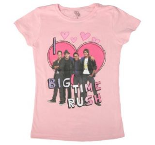 Freeze Girls Pink I Love Big Time Rush T Shirt: Clothing