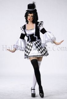 Harlow Quinn Sexy Adult Costume includes Velvet Dress with Harlequin