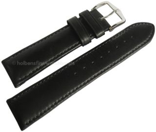 20mm Hirsch MERINO SHEEP Black Nappa Leather Watch Band Strap