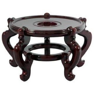 6 Rosewood Wooden Fishbowl Vase Plant Pot Display Stand