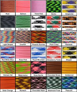550 Paracord Mil Spec Type III 7 Strand Parachute Cord 10ft 25ft 50ft