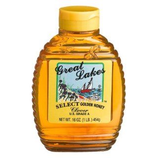 Great Lakes Select Honey, Clover, 16 Ounce Bottles (Pack of 6) 
