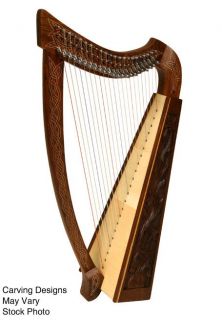 Harp 36 Celtic Irish Rosewood Engraved 22 String Book