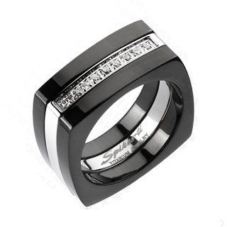  Solid Titanium Black IP Cz 9mm Wide Ring Band Size 9 14 R104 Jewelry