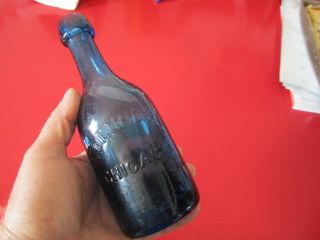 Original 1800s Cobalt Hedlund Co Chicago Soda Bottle