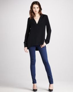 Vince Trapunto Placket Top & Skinny Jeans   