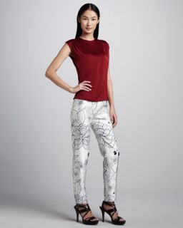 41KN Raoul Pleated Shoulder Blouse & Printed Slim Leg Trousers