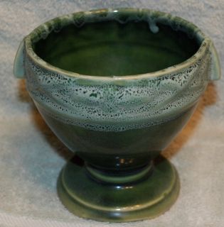  Green Pottery Footed Planter Drip Edge Grecian Urn