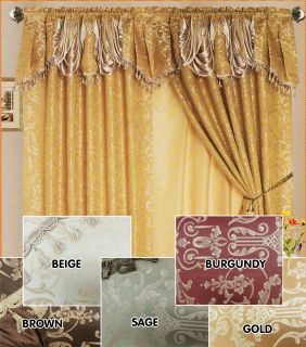 Curtain Set Floral Panel Backing Valance All Attached Two Panels Diana