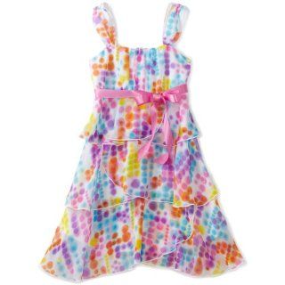 Girls 7 16 Print Chiffon Sleeveless Tier Dress, Multi, 16 Clothing