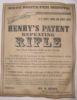 Vintage Henry Rifle Advertisement Ad, Reproduction, Old West, Wanted