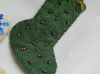  50s Felt Seqiuns Christmas Ornaments Mini Stockings Homemade