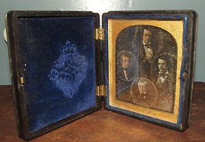 RARE 4 Portraits on 1 Plate Daguerreotype Civil War Gutta Percha Case