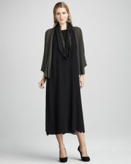 Eileen Fisher Short Kimono Cardigan, Long Double Layer Dress & Sequin