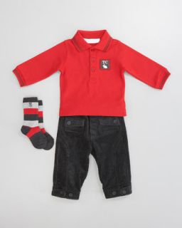 Florence Eiseman Sports Fan Embroidered Sweater, Polo & Pants Set
