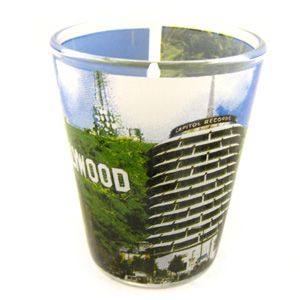 Hollywood Capital Record Street Signs Short Shot Glass