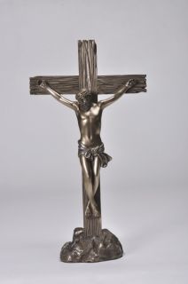 Item: CRUCIFIX JESUS STATUE/FIGURINE.BRONZE COATED HOLY CROSS
