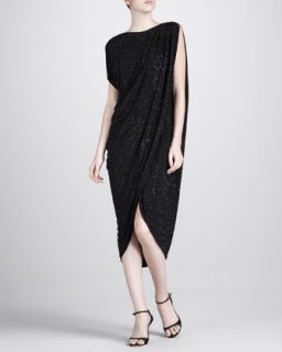 Phoebe Couture Flutter Sleeve Faux Wrap Dress   