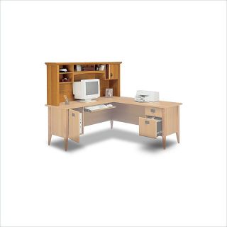 bush furniture mission l shape wood home office set with hutch in