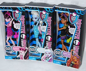 Monster High Doll Dead Tired Draculaura Clawdeen Wolf Abbey Bominable