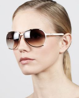 Chicago Crystal Aviator Sunglasses, Rose Golden/Violet