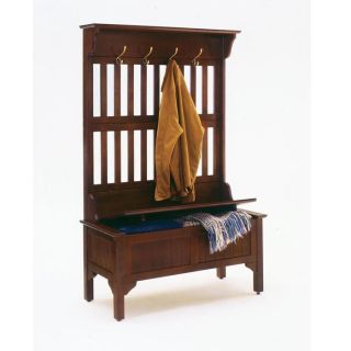 Home Styles Hall Tree and Storage Bench features solid wood