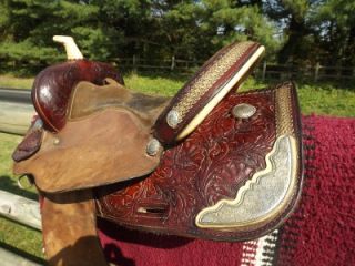 15 Seat Used Tex Tan Hereford Tooled & Roughout Western Barrel Racing