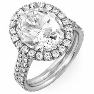 3.26 Ct. Oval Cut Diamond Halo Engagement Ring F, SI2 (GIA