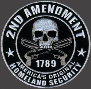 Homeland Security 2nd Amendment Skull Round 9 inch XXL Patch