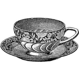 Victorian Teacup rubber stamp WM 2.2x1.5 Arts, Crafts