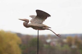 Staked Heron Garden Sculpture by Ancient Graffiti, is crafted of